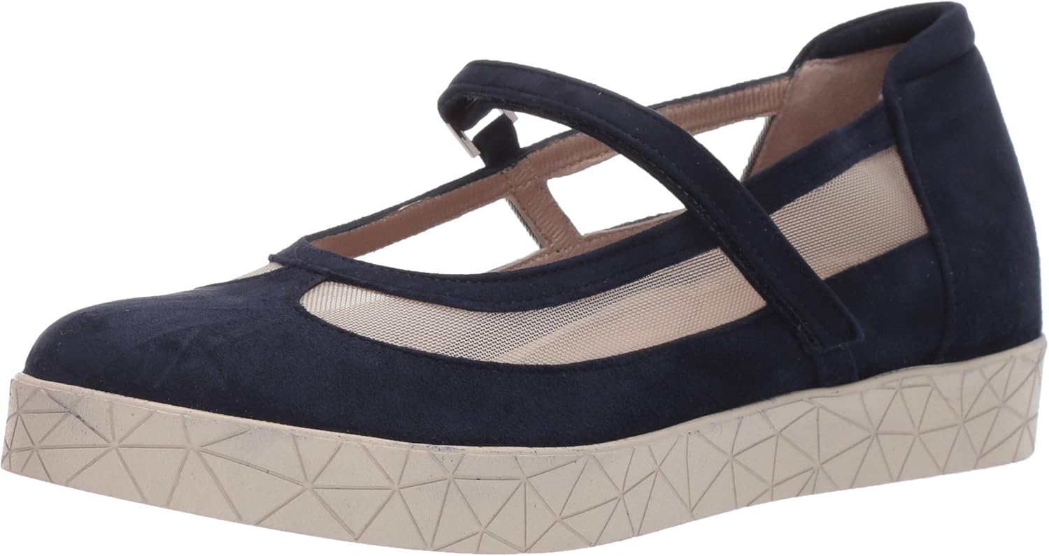 BeautiFeel Women's SHER Sneaker, Navy Suede Nude mesh, 360 Medium EU (5 US)