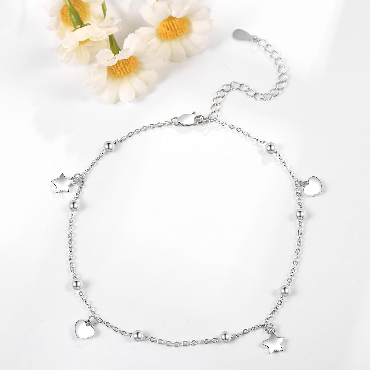 Palm Tree/Pineapple Anklet for Women Sterling Silver Summer Beach Ankle Bracelet for Women