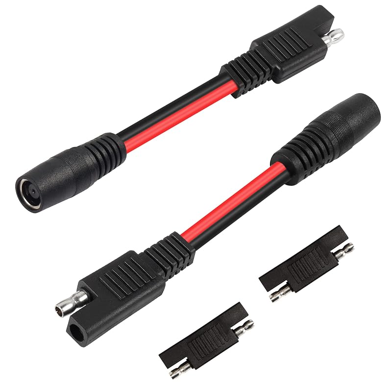 Cabo adaptador SAE para conector fêmea DC 8 mm, 10 cm, 14 AWG, para gerador solar e estação de energia, 2 unidades