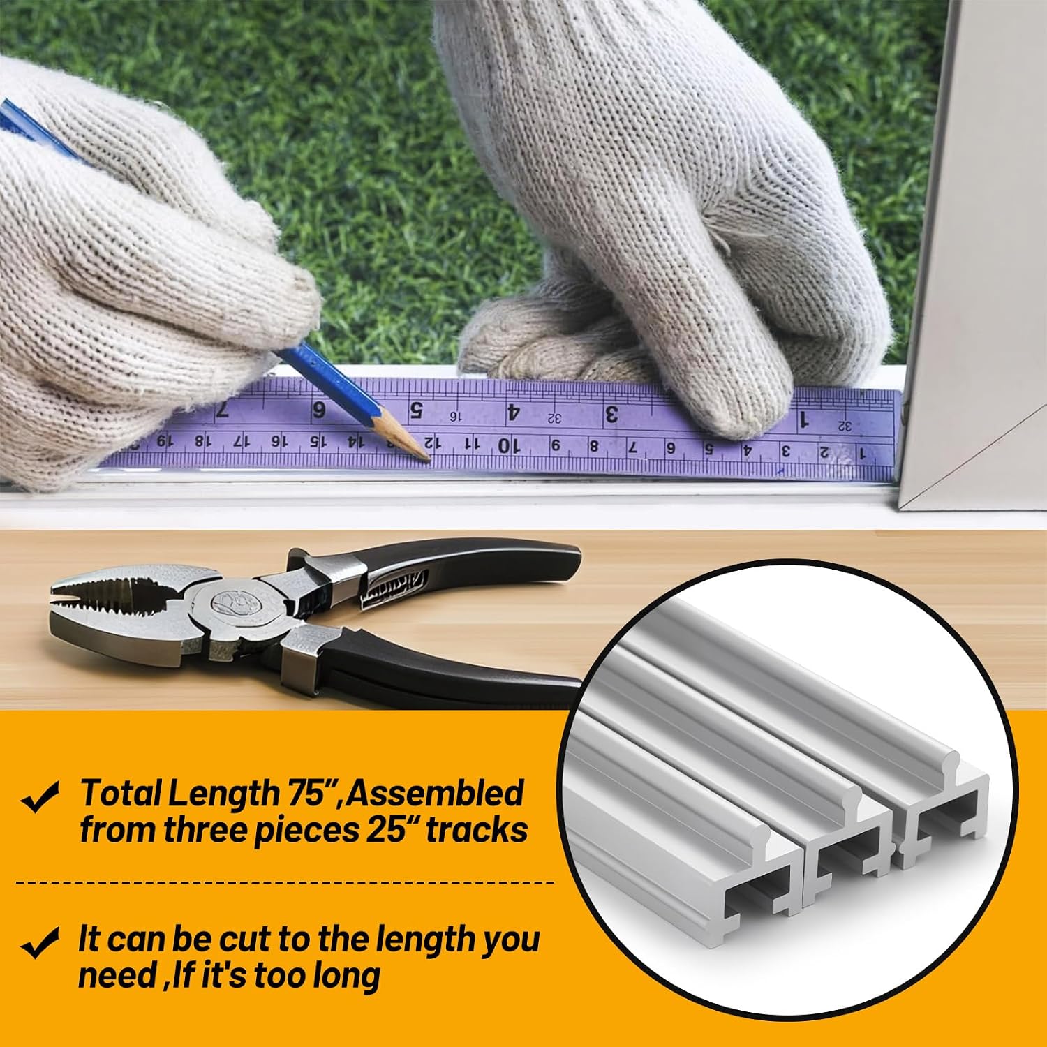 Anodized Aluminium Sliding Screen Door Track,Sliding Door Bottom Track Replacement,Patio Screen Door Repair Guide (75 Inch)