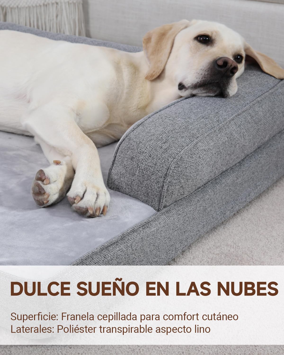 KSIIA Cama ortopédica extragrande para perros XL impermeable con refuerzo en forma de U, funda extraíble lavable y parte inferior antideslizante, gris, 104 x 68 x 17 cm