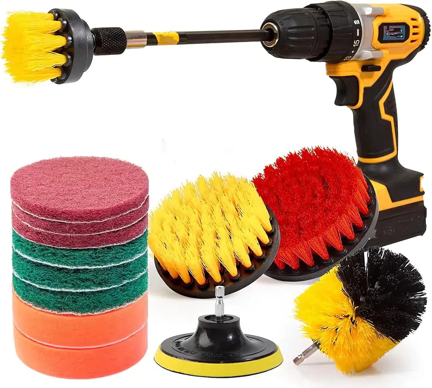 22 Pcs Drill Brush Attachments Set, Scrub Pads & Sponge