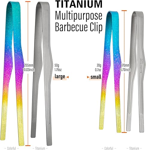 Miniatura 2 de TiTo Titanium Pinzas para parrilla, pinzas para cocina, barbacoa, para acampar al aire libre, cocinar ensaladas, filetes, alimentos, buffet,