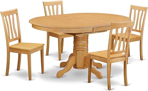 Miniatura 14 de East West Furniture AVAT7-BLK-W Juego de mesa de comedor moderno de 7 piezas consta de una mesa de madera ovalada con hoja de mariposa y 6 sillas de