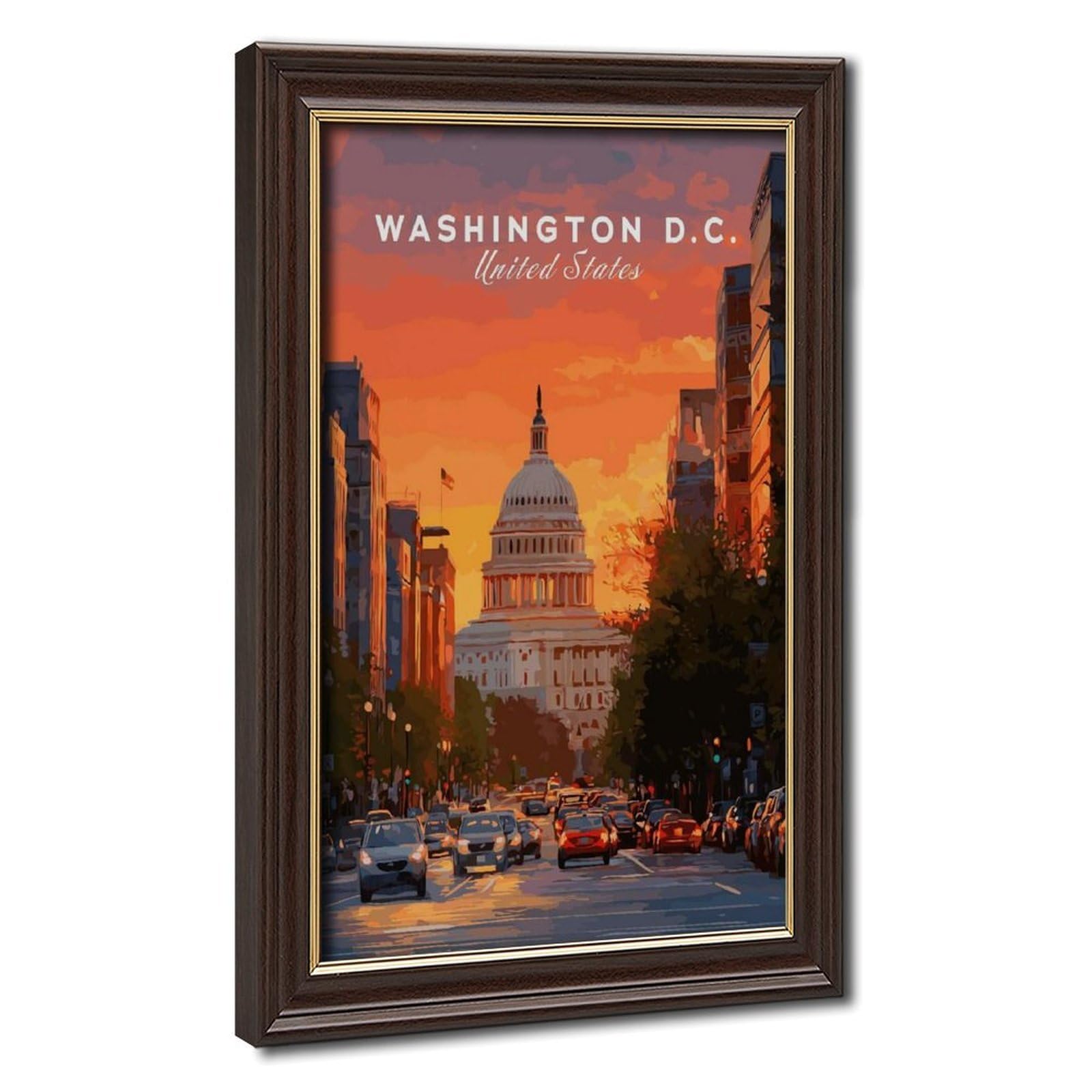 Bareronor Washington D.C. Capitol Canvas Poster Bedroom Decor Landscape Office Room Decor Gift 24" L X 36" W