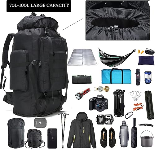 Miniatura 3 de WintMing - Mochila de senderismo para acampar (70 litros), impermeable, mochila de viaje