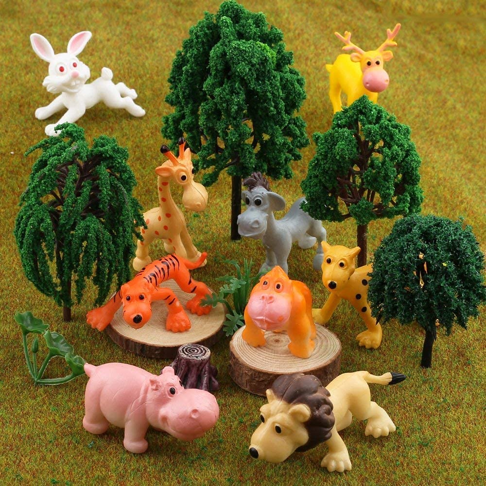IndusBay® Cute Jungle Cartoon Animal Toys Figure Playing Set for Kids (Pack of 12) - Image 4 thumbnail
