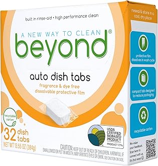 Beyond Auto Dishwasher Tablets [32 tablets] - Fragrance & Dye Free - Certified Biobased. Powerful. Plant-Based Ingredients