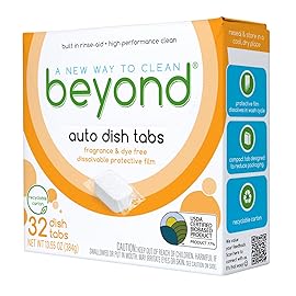 Beyond Natural Dishwasher Tablets [8 Boxs of 32] - Fragrance & Dye Free - Certified Biobased. Powerful. Plant-Based Ingredients