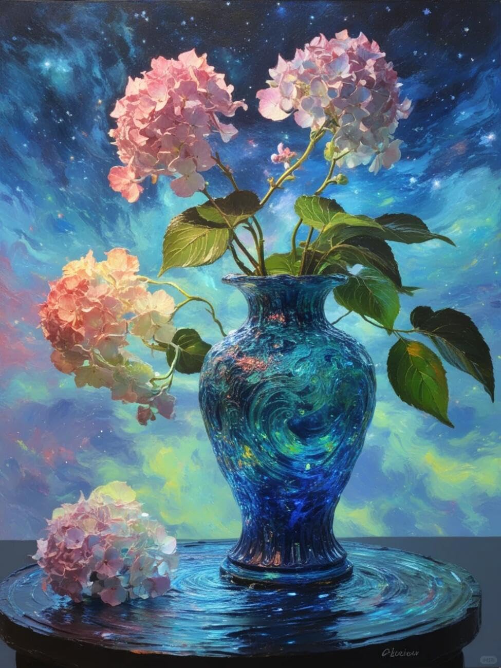 Henypt Cross Stitch Kit Colorful Hydrangea Flowers DIY Arts Aand Craft Kit for Beginners The Elderly with Accessories Handmade DIY/Gifts 14CT 50x70cm