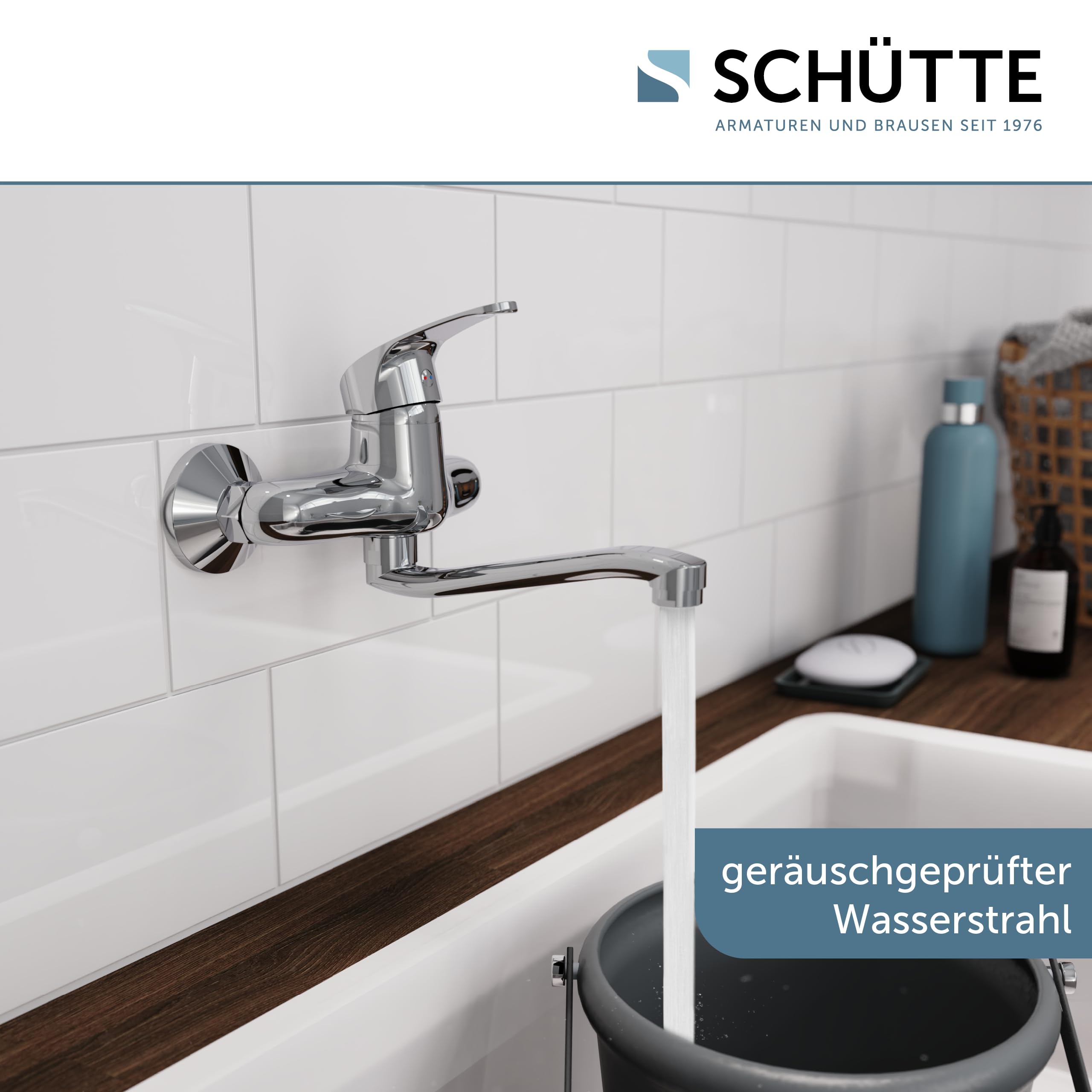 Schütte Keukenmengkraan Schutte Orazi Draaibare Uitloop Wandmontage Chroom