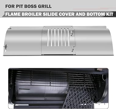 Flame Broiler Kit Replacement for Pit Boss PB1100PS1 Flame Broiler Slide Cover Bottom Replacement Parts Pro Series 1100 Austin XL PB1000XLW1 Pitboss PB1000R1 PB1000T2 1000 Traditions Broiler Plate