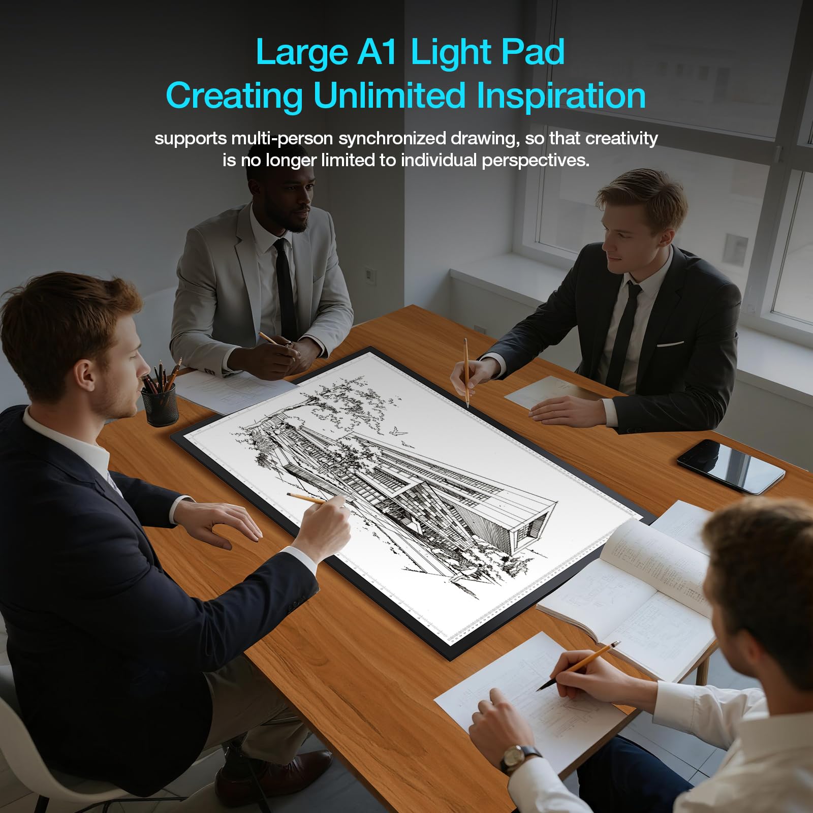 Boîte lumineuse de traçage A1 avec 3 modes de couleur, 10 niveaux et gradation continue, table lumineuse DEAR CARBON pour tracer, dessiner, esquisser et désherber le vinyle