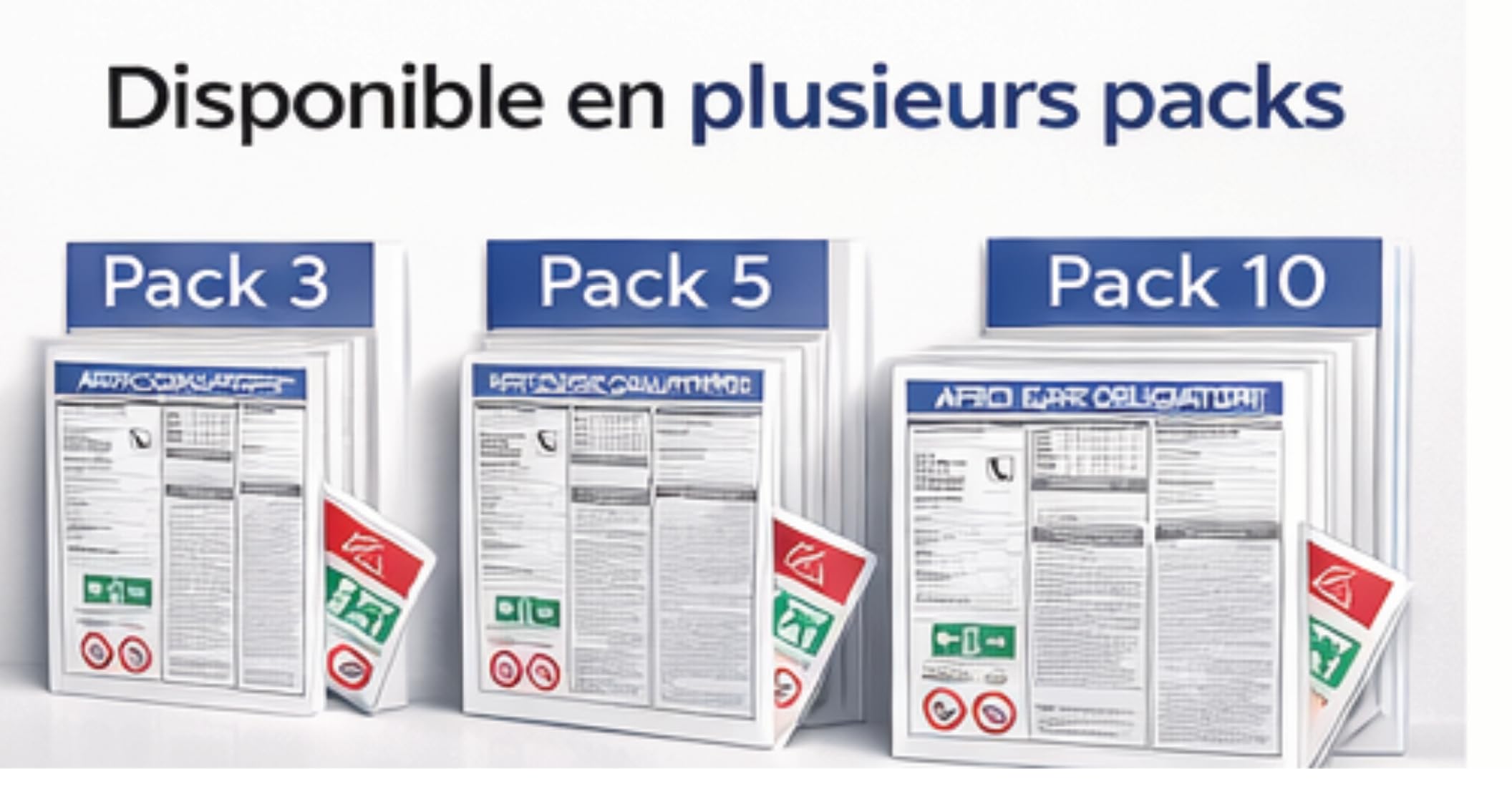Lot 3 Pack Affichage Obligatoire Entreprise A3 + Consignes de Sécurité + Pictogrammes Sécurité 20x20 + Sortie de Secours 30x10 – Conforme Code du Travail – Vinyle Résistant