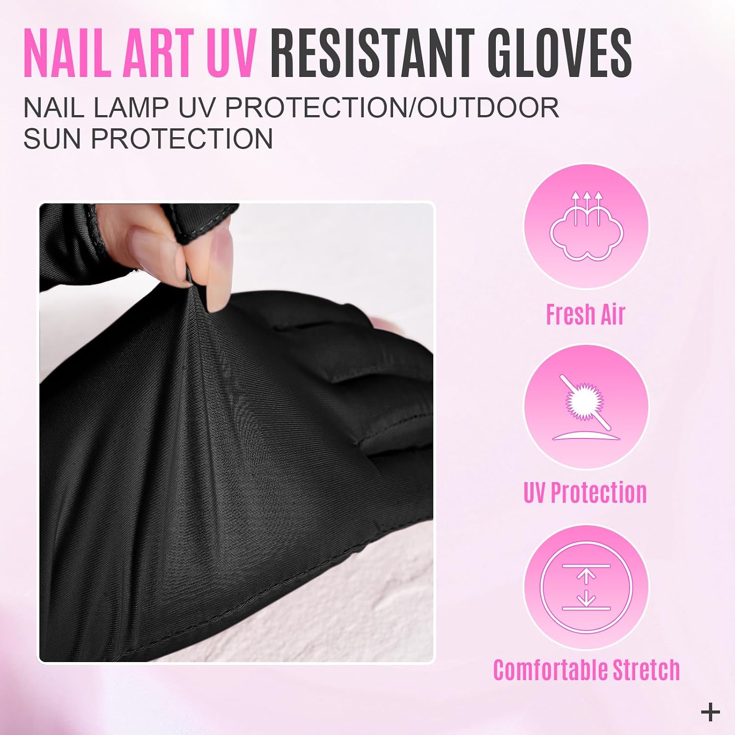 2 Pairs UV Gloves UPF100+ UV Protection Gloves Fingerless Design Cool Feeling Fabric from Sun and Nail Dryer Harm