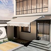 Vista 9 de Toldo de patio de 8.2 x 6.5 pies, toldo retráctil, cubierta parasol, refugio al aire libre, toldo con manivela y poliéster resistente al agua