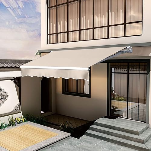 Miniatura 9 de Toldo retráctil de 9,8 x 8,2 pies, para patio, refugio al aire libre con manivela y poliéster, resistente al agua, para patio, balcón, tienda,