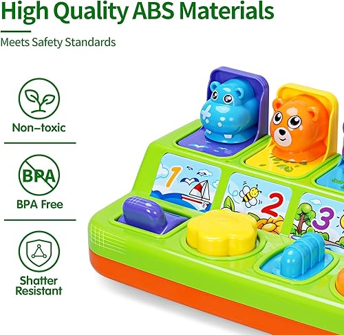 Miniatura 6 de FS Juguete desplegable para niños pequeños con música y luz, causa y efecto para bebés de 6, 9, 12, 18 meses, juguetes educativos de aprendizaje