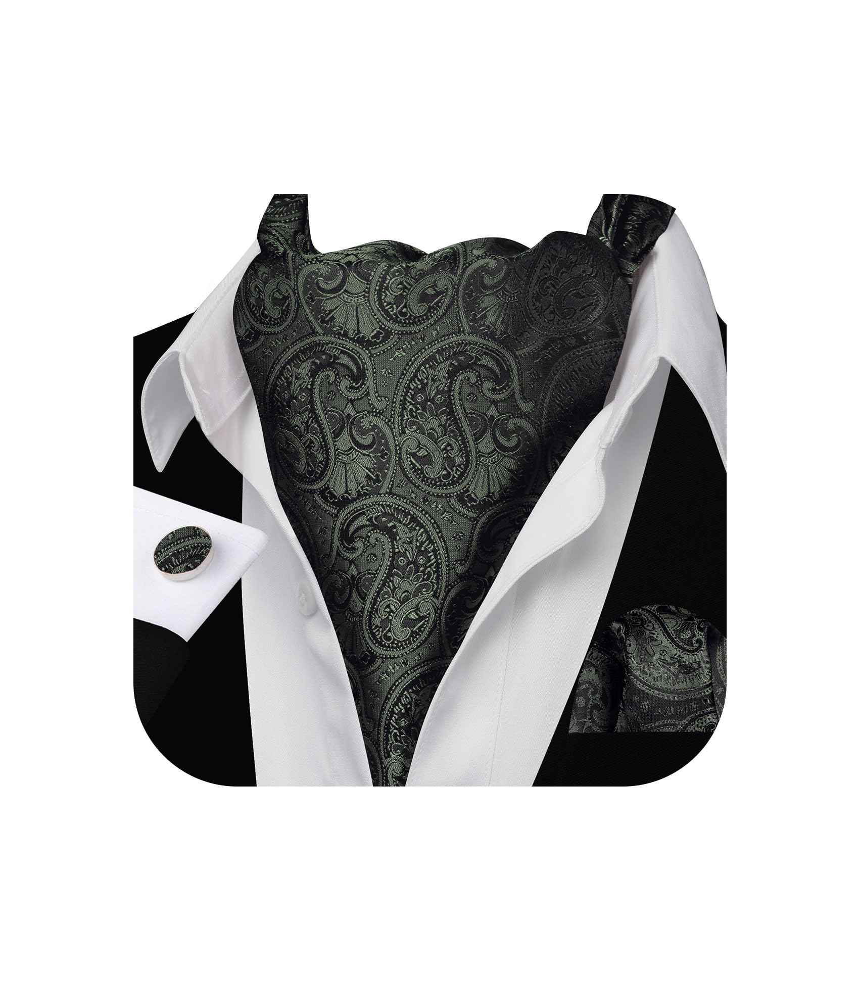 Barry.Wang Ascot for Men Cravat Tie Sets Paisley Scarf Self Tie Necktie