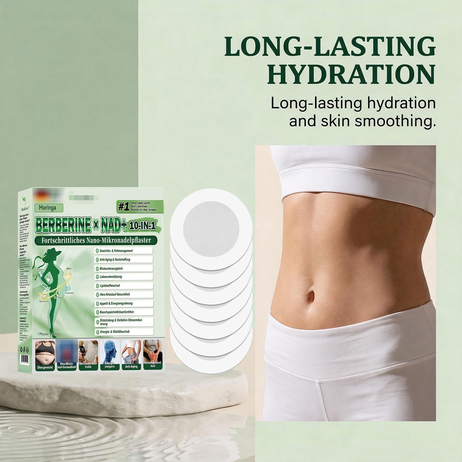 Parche Nano Microneedle Adelgazador, Moringa x Berberine Patch 10 en 1