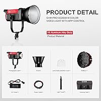 Vista 9 de GVM 200W Luz de Video LED con Softbox, Kit de Iluminación para Fotografía SD200B con Red Mesh Bluetooth/Control DMX, Kit de Iluminación Continua