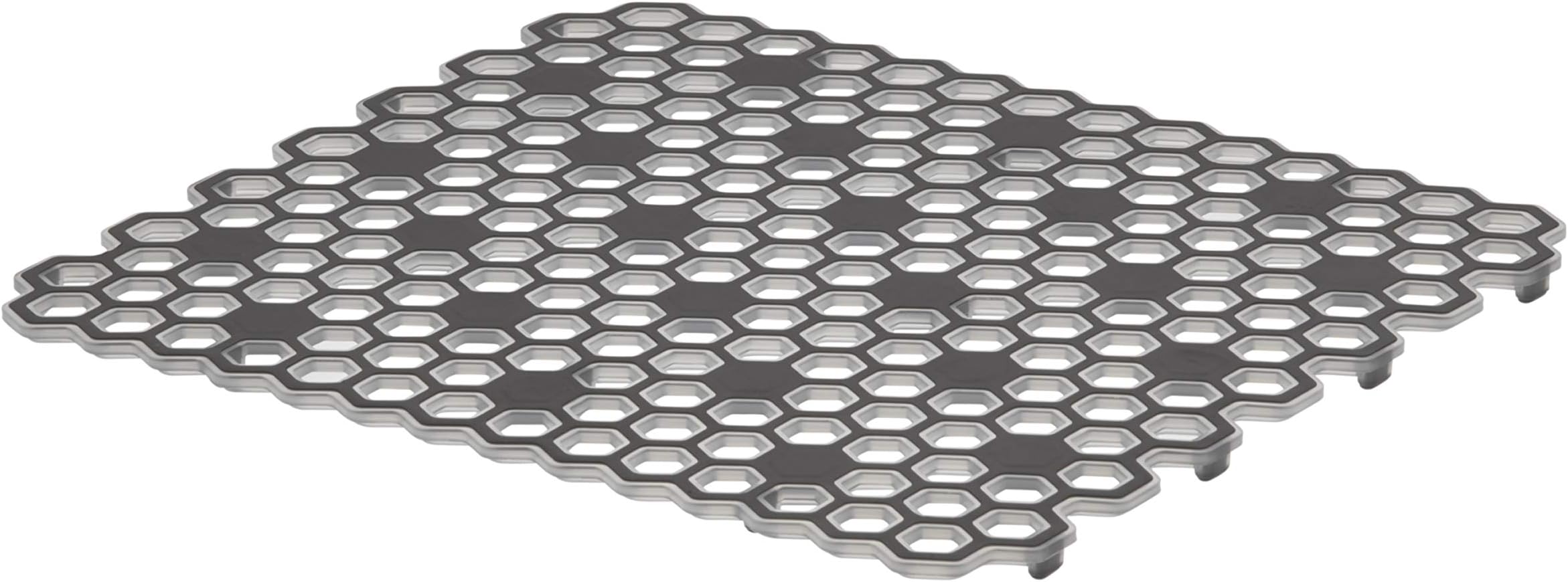 Spectrum Diversified Hexa Raised Feet Quick-Drying, Heavy-Duty Protector with Non-Slip Surface, Small Mat for Dual Sinks, 10.5" x 12", Gray