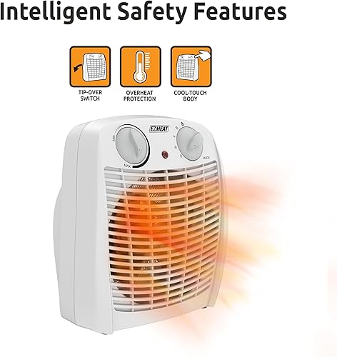 Miniatura 4 de EZ-HEAT Calentador de espacio portátil para interiores de 7501,500 vatios con termostato ajustable, sensor de sobrecalentamiento, interruptor de