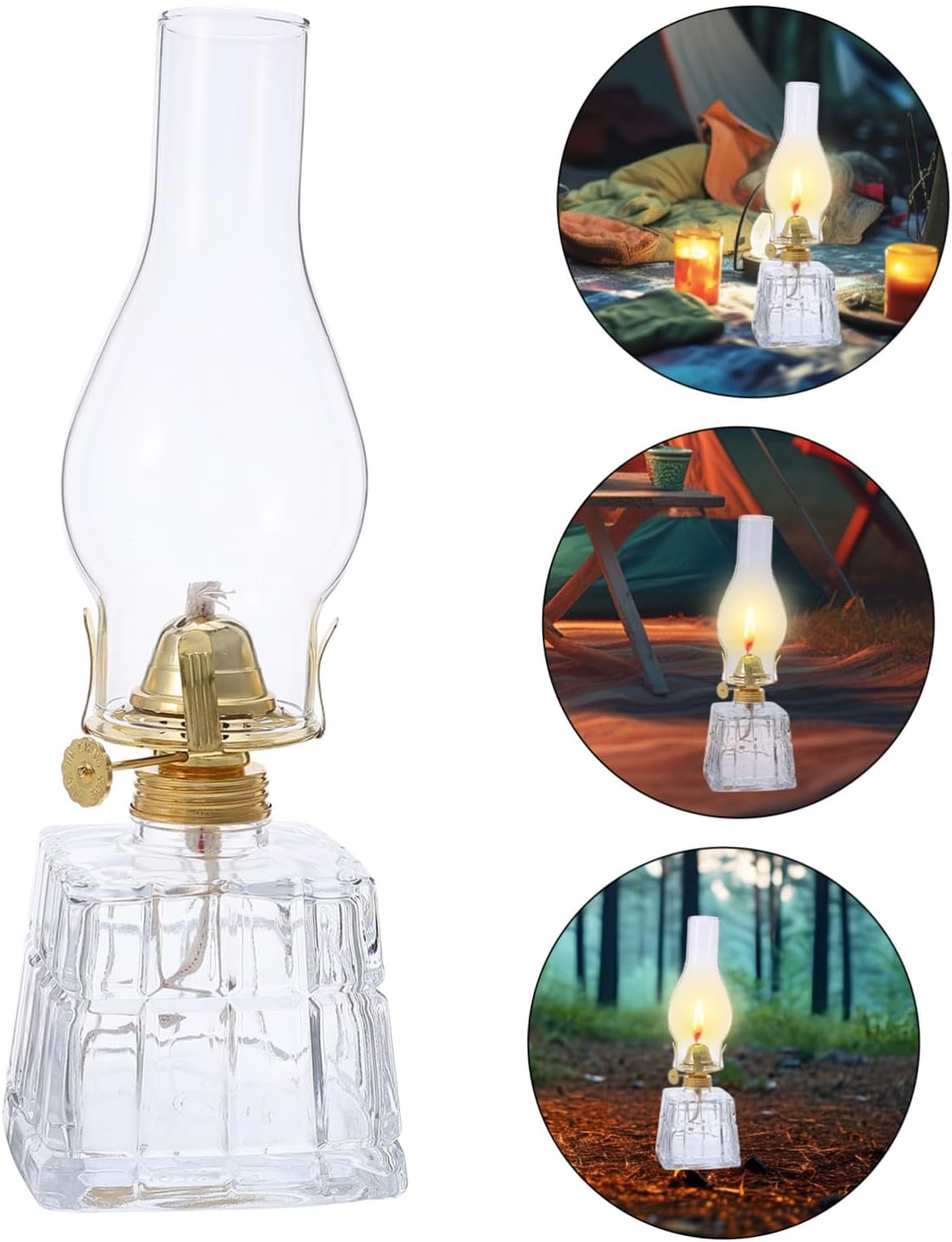 VILLCASE Vintage Large Glass Kerosene Lantern Windproof Oil Lamp for Indoor and Outdoor Use Rustic Decorative Hanging Lamp for Lighting and Parties
