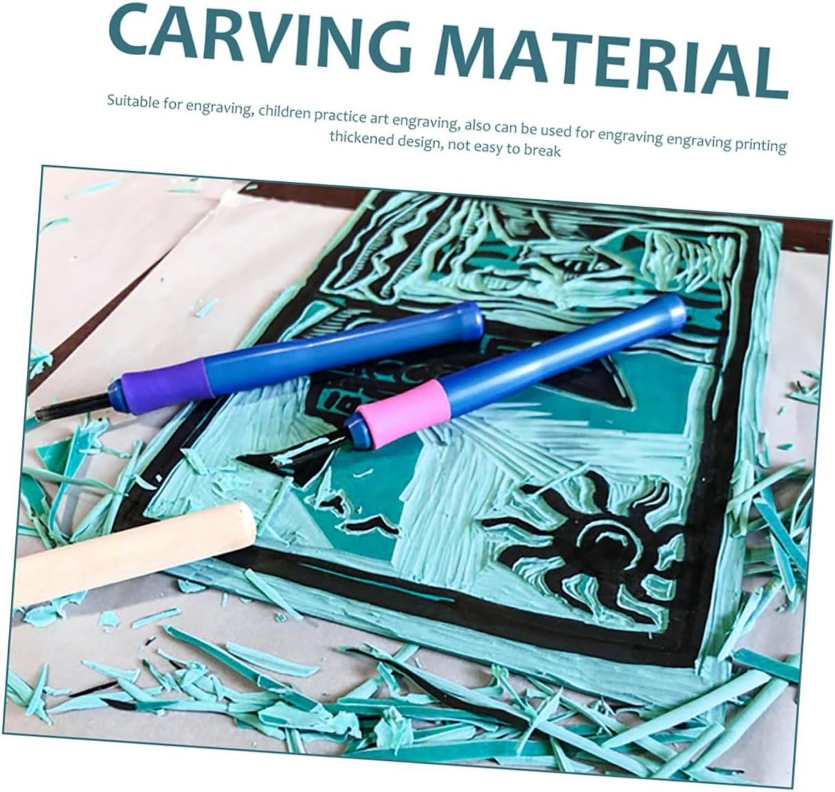 Tofficu 6pcs Boy Girl PVC Carving Rubber Plates Printmaking Tools for Art Safe Material for Boy Girl Creativity Imagination for Beginner Projects