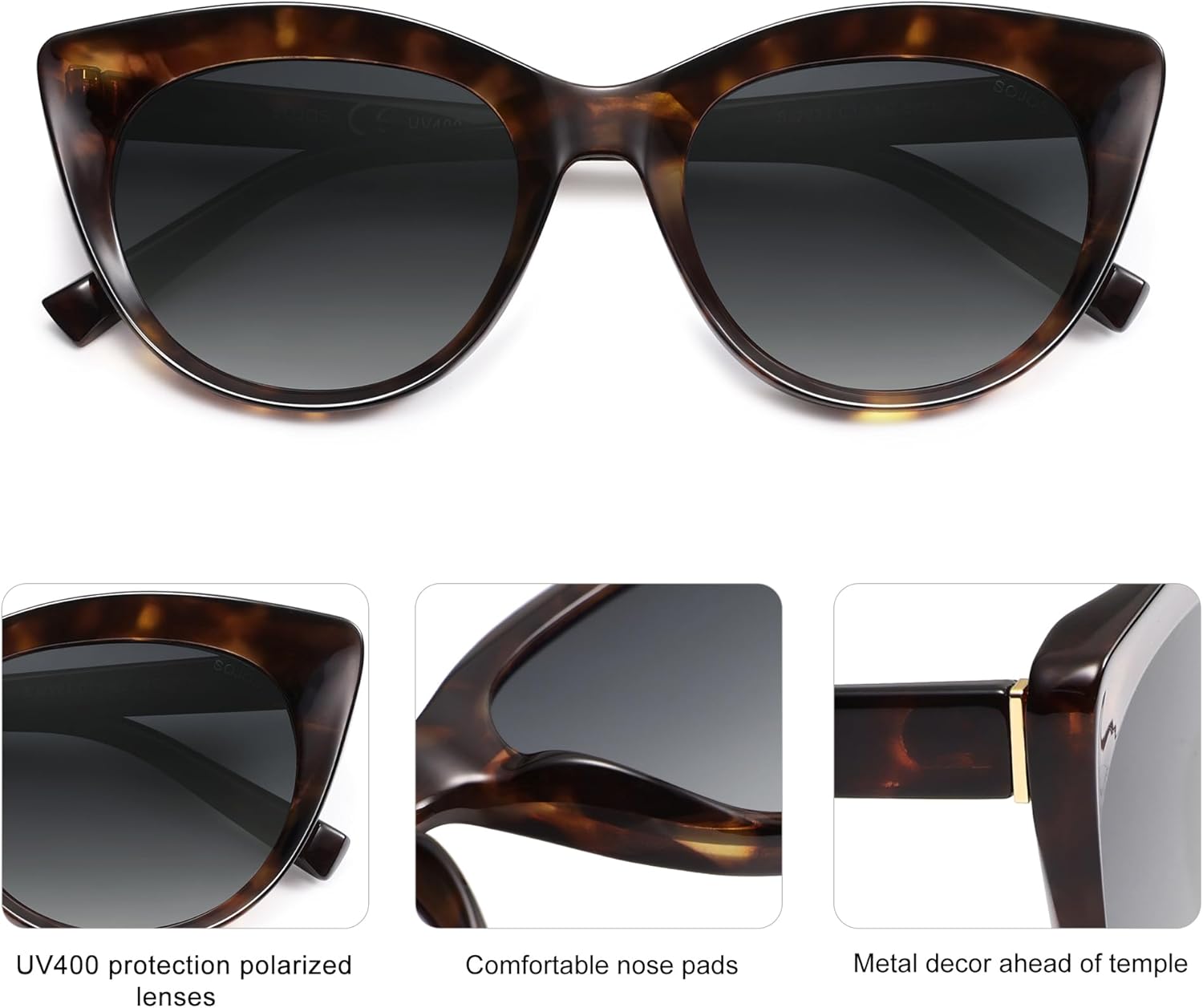 SOJOS Trendy Polarized Sunglasses for Women,Retro Cat Eye Womens Sun Glasses SJ2221 - Image 4