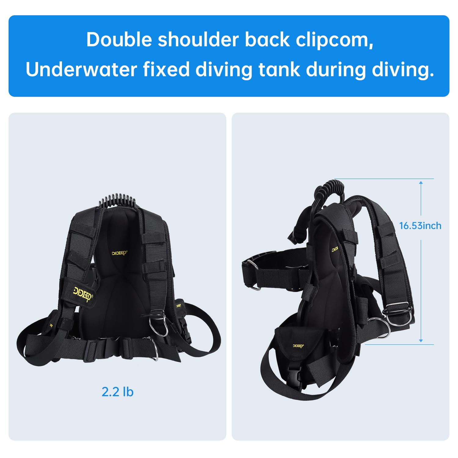 DIDEEP Sprzęt do nurkowania, butla z gazem do nurkowania, butla tlenowa 3 l, butla tlenowa, butelka na wodę, zestaw do nurkowania, czteroczęściowy zestaw 3 l respirator + lusterko do twarzy + szybkie