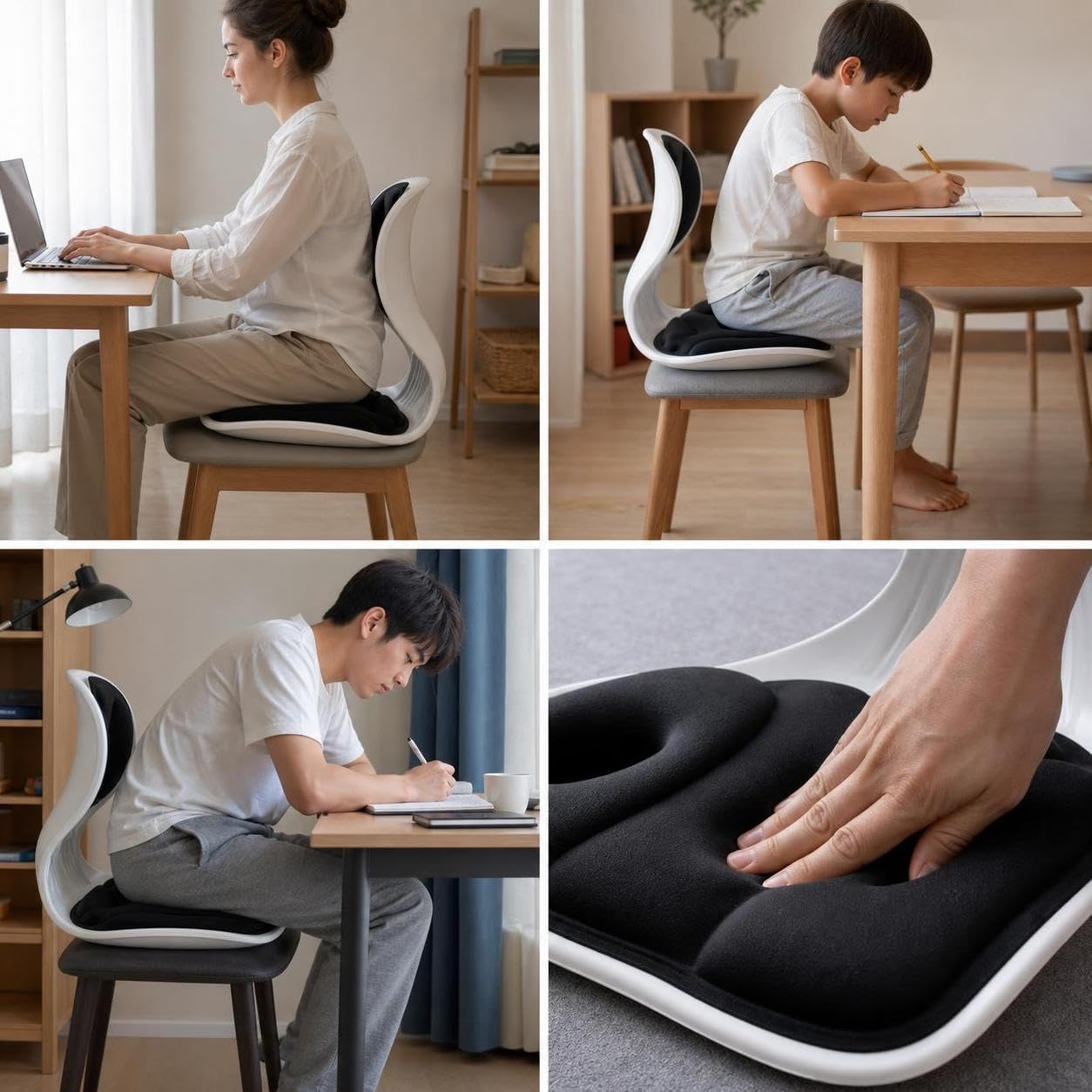 Coussin Lombaire Ergonomique avec Appui Dossier Réglable en Fibre Polyester et Coton Mémoire pour Soulager la Pression du Bas du Dos en Position
