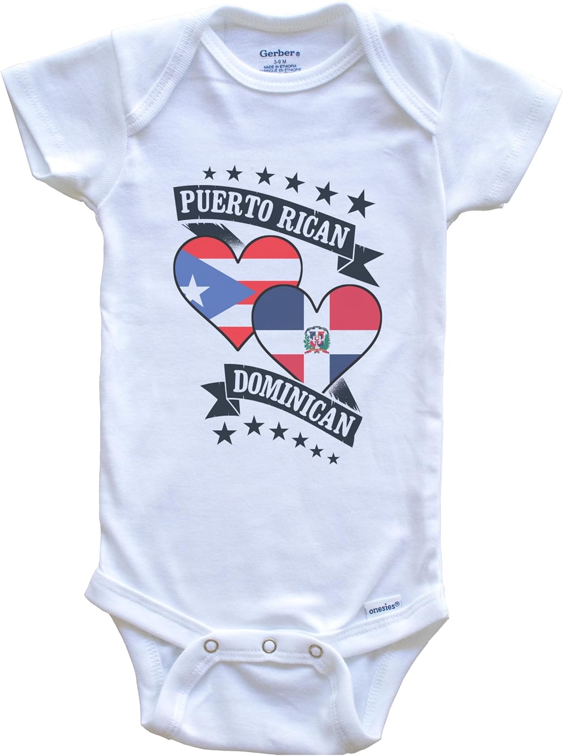 Puerto Rican Dominican Heart Flags Puerto Rico Dominican Republic Baby Bodysuit