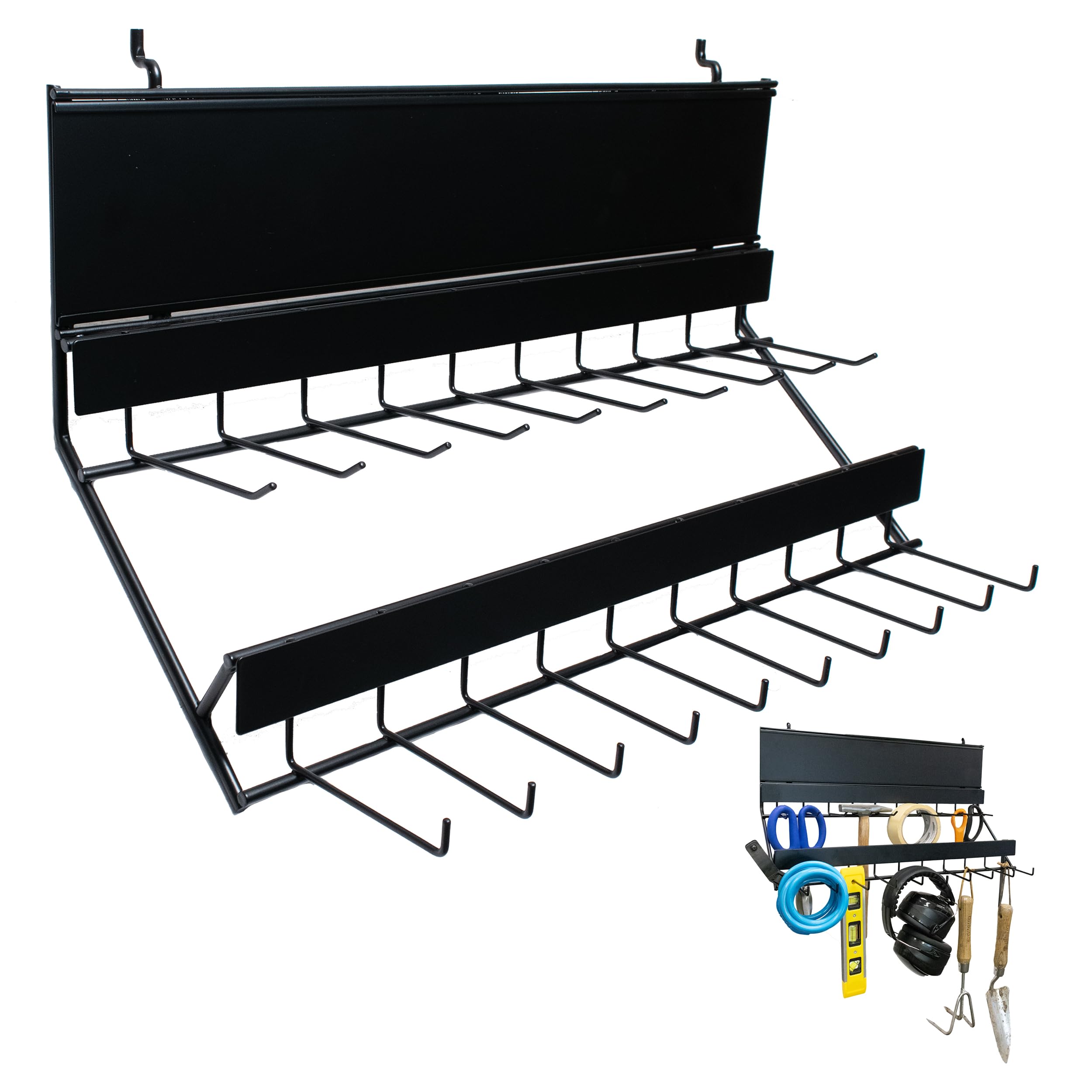 Century Drill & Tool, 2-tier pegboard rack space saver #03198 – perfect for garage organization, store garden equipment and tools, hanging crafts & jewelry, retail, product display (1 Pack)