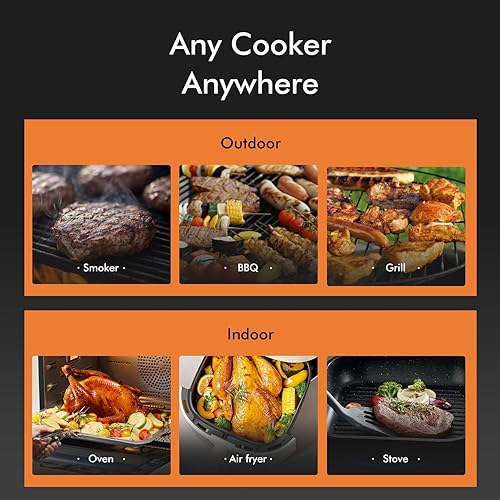 Miniatura 7 de Termómetro inalámbrico inteligente para carne con sonda más fina, termómetro magnético Bluetooth para alimentos, seguimiento remoto y lecturas en