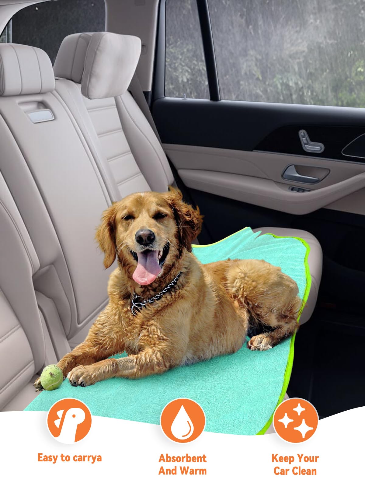 JOLOVE Dog Drying Coat Super Absorbent Dog Towels for Drying Dogs for After Bath Soft Pet Robe Towel Adjustable Pets Bathrobe for Bath Swim - Image 3