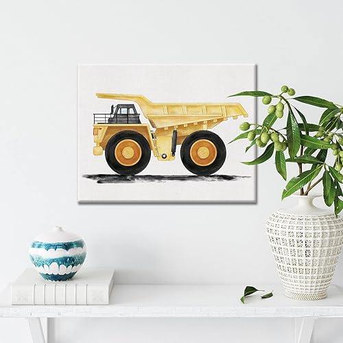 Miniatura 4 de Lienzo de transporte de construcción, arte de pared, acuarela, vehículos, camión volcado, lienzo, impresiones para el hogar, dormitorio de los