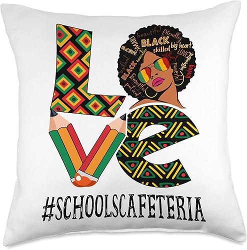 Schools Cafeteria Love Afro African Black History Month Throw Pillow