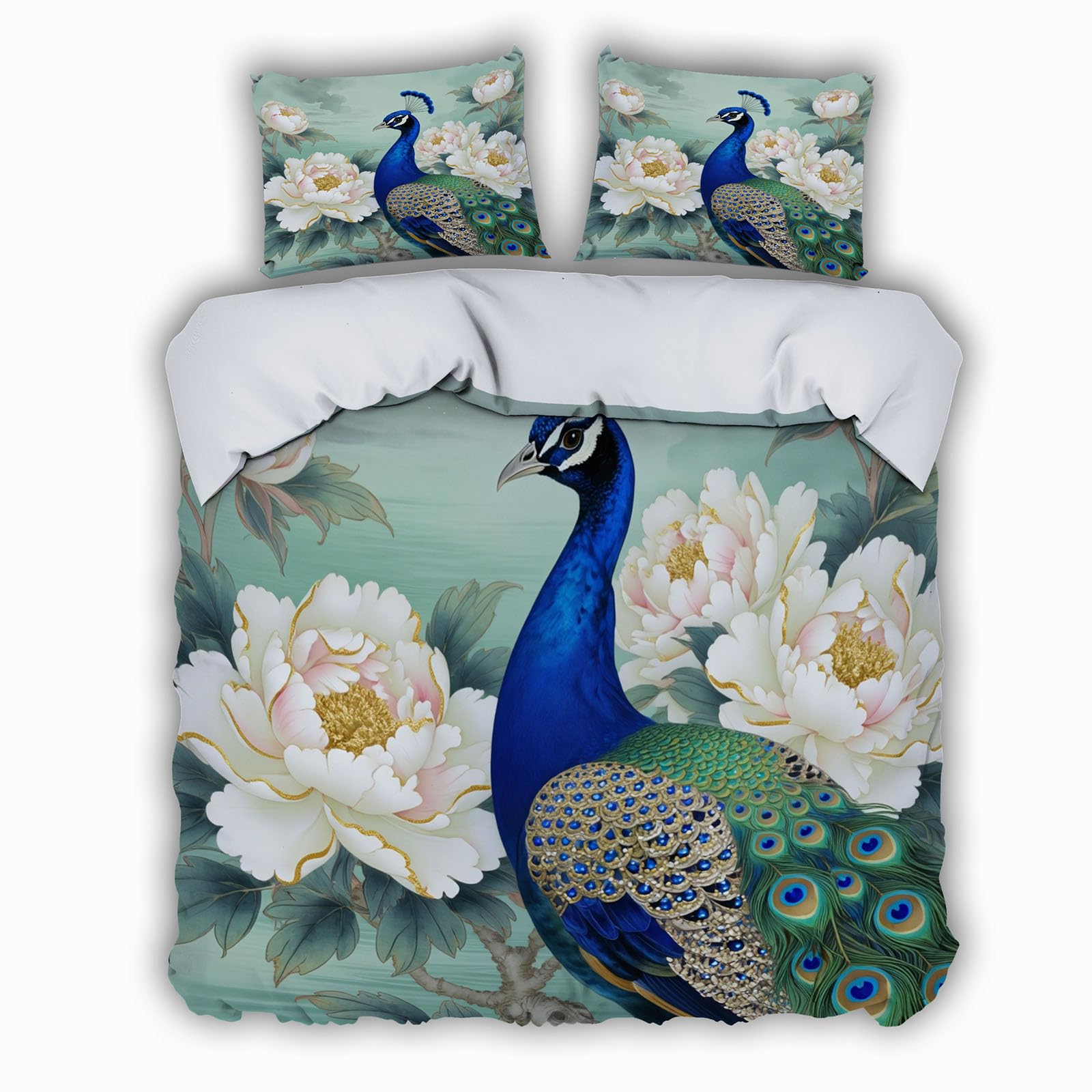 Housse de couette paon zippée 240x260 cm finie la couette qui glisse
