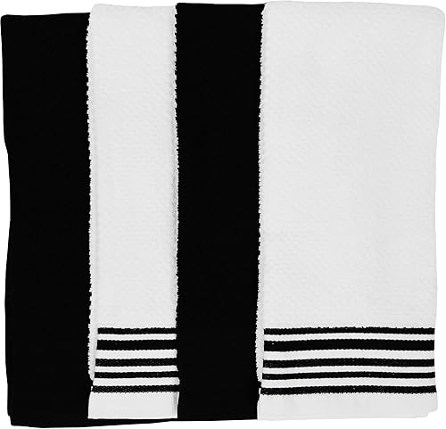 Miniatura 3 de Mainstay Juego de 4 toallas de cocina (negro, blanco)