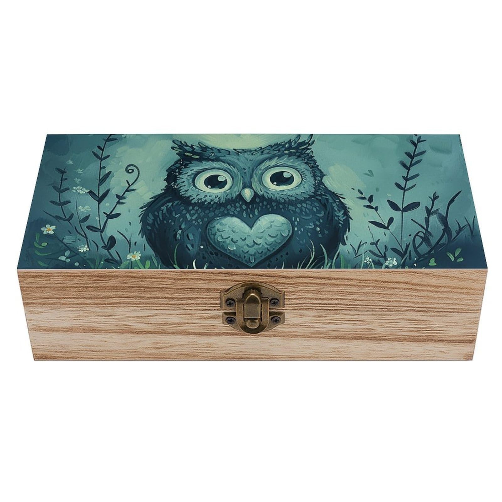 HLBSDM Vintage Wooden Storage Box Owl on Meadow Keepsake Box for Jewelry Photos Letters Elegant Desktop Organizer for Home Office Decor