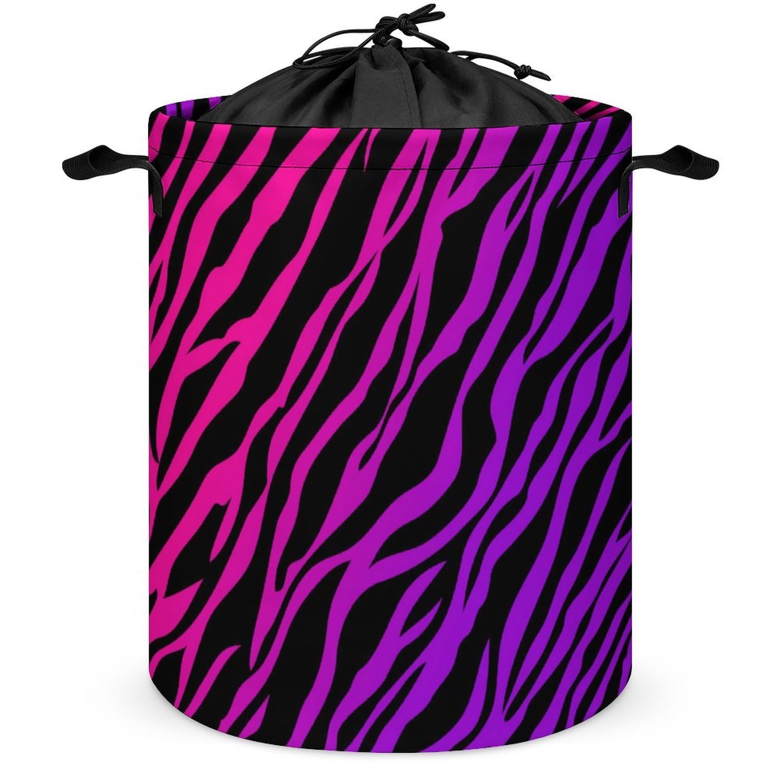 Qjjinxior Drawstring Laundry Hamper, Zebra Tiger Leopard Pink Laundry Basket, Washing Basket with Handle