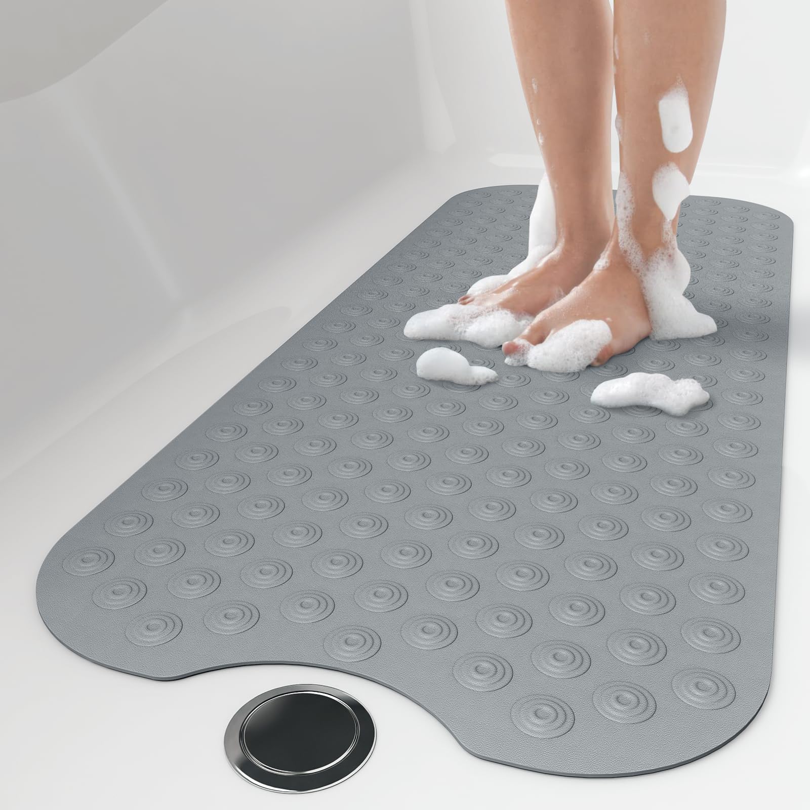 Yolife No Suction Cup Bath Mat: 40x100CM Extra Long Bathmat│Perfect for Refinished Bathtub Mat│Made of Nature Rubber│a Blessing for the Elderly and Children (Dark Grey)