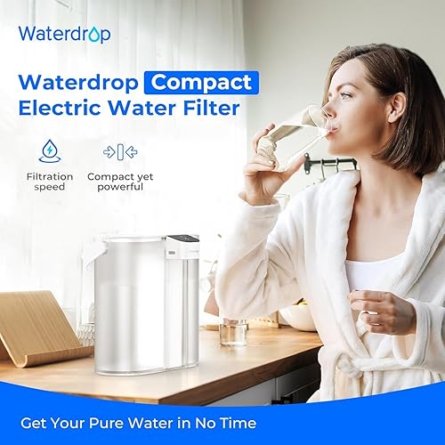 Miniatura 2 de Waterdrop Jarra de filtro de agua eléctrica compacta, dispensador potente instantáneo recargable de 200 galones, NSF/ANSI 42&53&401, reduce PFAS