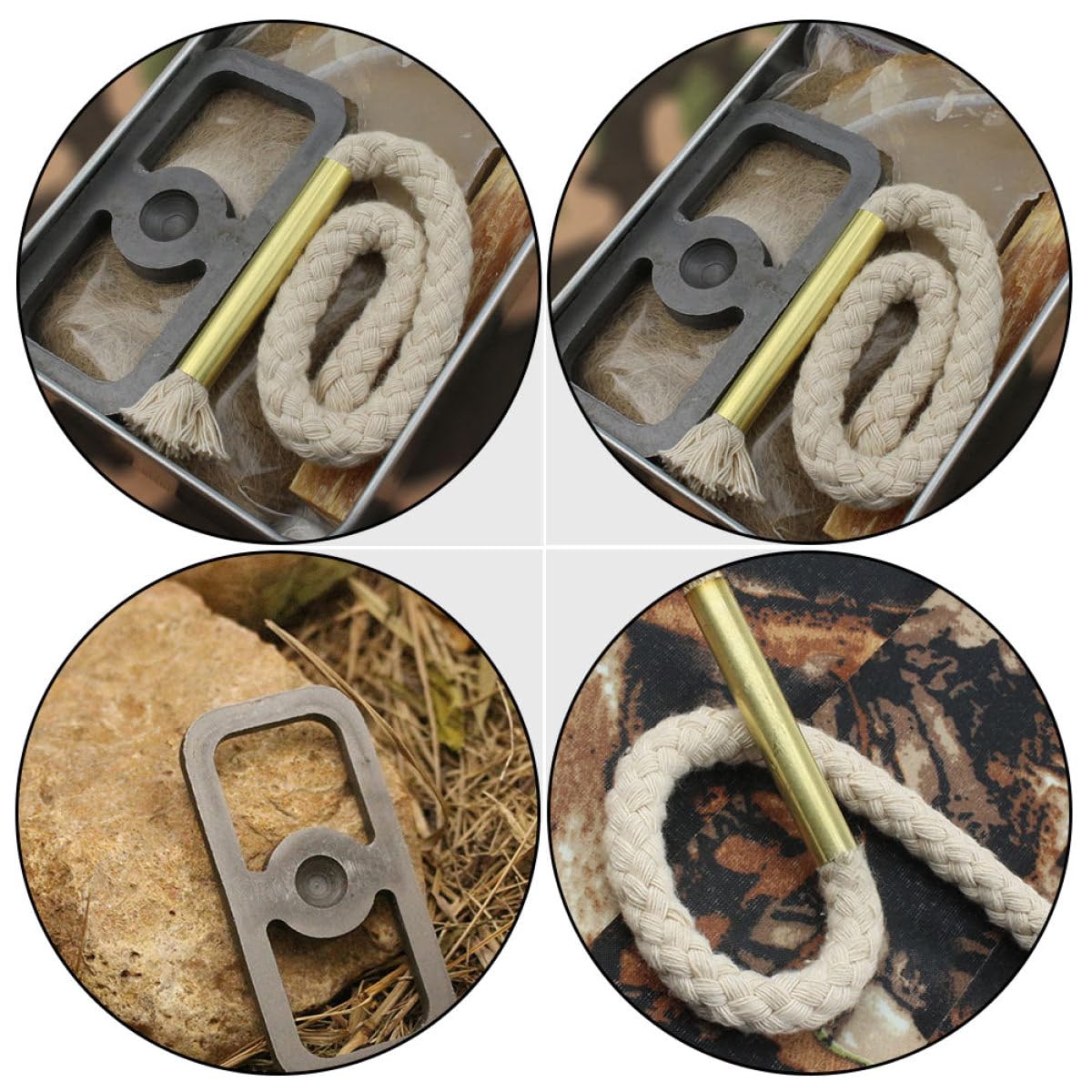 Healeved Kit para Hacer Fuego con Cuerda de Algodón, 1 Juego de Metal para Cocina y Camping, Accesorio de Supervivencia al Aire Libre