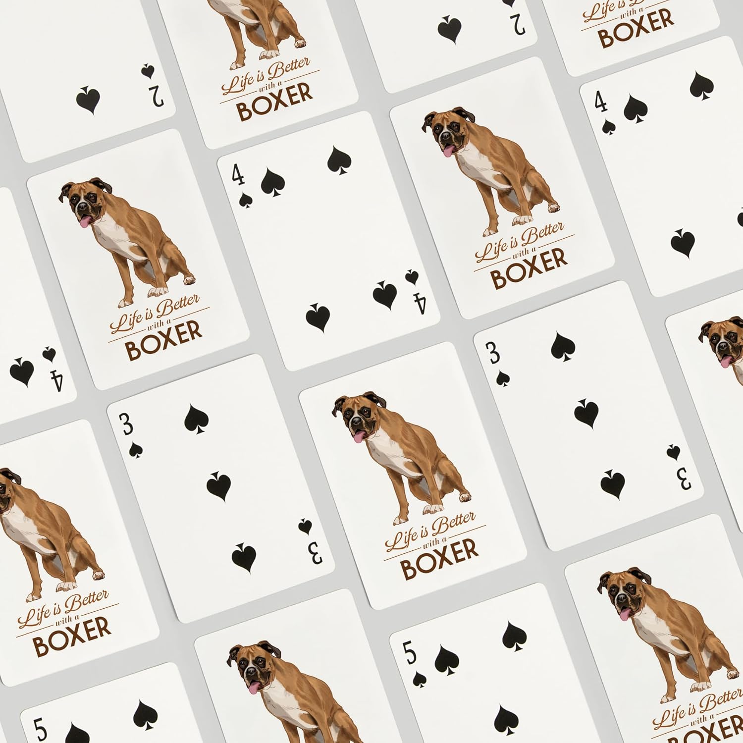 Lantern Press Boxer, Life is Better, White Background, 52 Playing Cards for Adults, Poker Size Card Deck