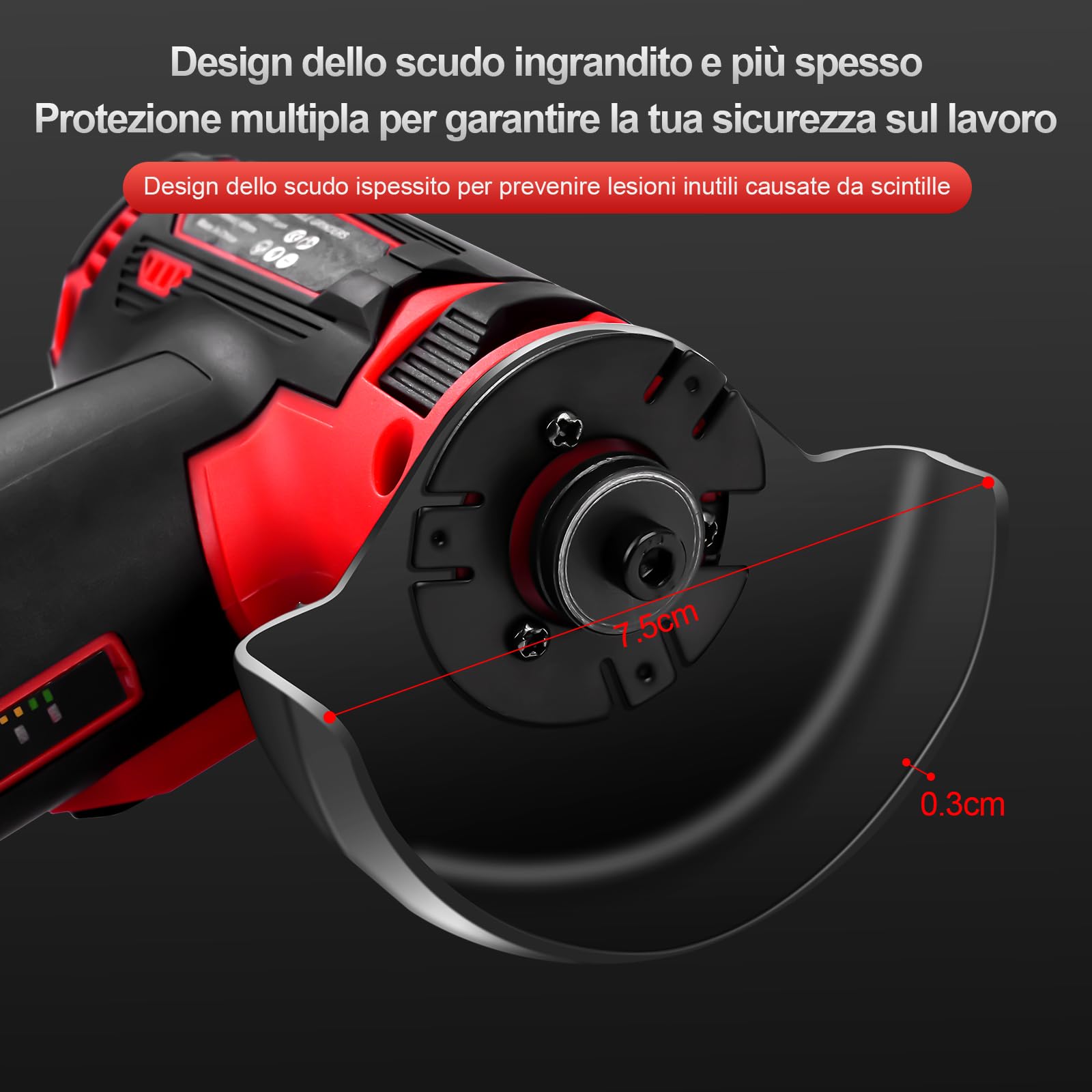 Smerigliatrice Angolare Senza Fili 3 Pollici, 500W 19500 Giri/Min Mini Smerigliatrice Angolare Elettrica da 76 mm, Lucidatrice Manuale Ricaricabile Con 6 Dischi, per Tagliare Piastrelle, Legno, Pietra