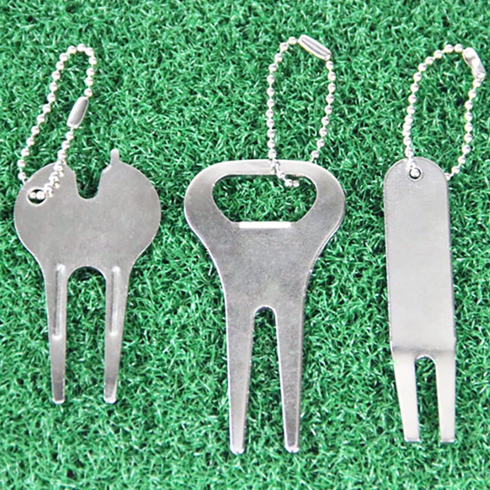 Joyhey 3 Pcs Golf Divot Repair Tool, Zinc Alloy Golf Green Fork, Silver, Ambidextrous, Uniflex, Golfers, Unisex