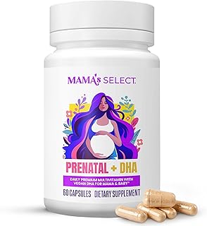 Mama's Select Prenatal Vitamins with Vegan DHA – Fish-Free, No Fish Burps, Allergen-Free, MTHFR Support, Methylated Folate & B Vitamins, Digestive-Friendly, No Biotin
