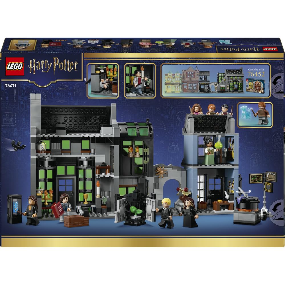 LEGO Harry Potter Magiczne sklepy na ulicy Śmiertelnego Nokturnu 76471 | Modele sklepów, zestaw z figurkami, prezent dla fana Harry’ego Pottera 8+, zestaw klocków dla dzieci, 788 elementów